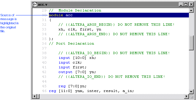 Module Declaration in the acc.v File