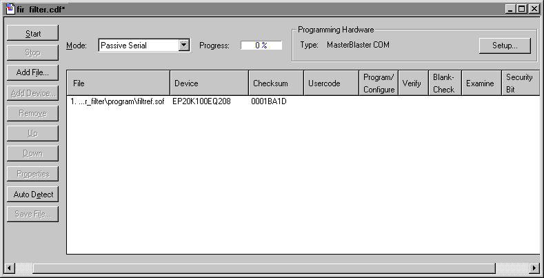 Passive Serial Chain in the Programmer Window